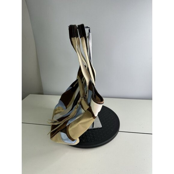 Coach Y2K Hamptons Weekend Scarf Print Tote Brass, Multicolor Brown/Blue - Picture 4 of 10